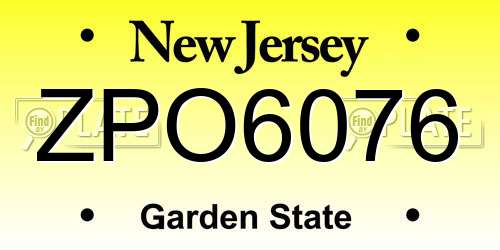 ZPO6076 New Jersey License Plate