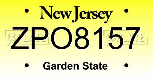 ZPO8157 New Jersey License Plate