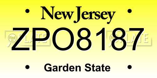 ZPO8187 New Jersey License Plate