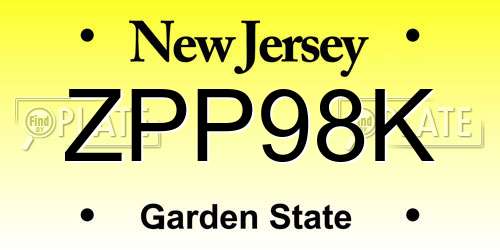 ZPP98K New Jersey License Plate