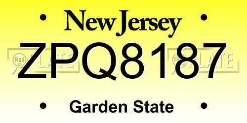 ZPQ8187 New Jersey License Plate