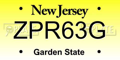ZPR63G New Jersey License Plate