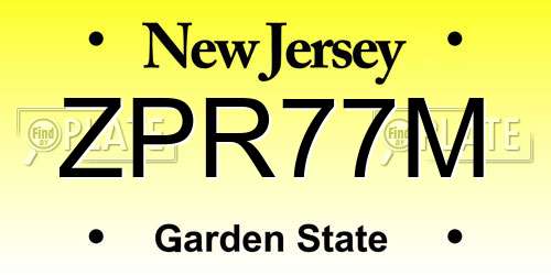 ZPR77M New Jersey License Plate