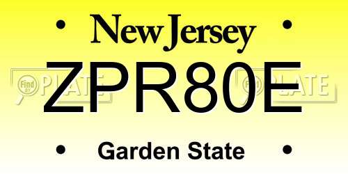 ZPR80E New Jersey License Plate