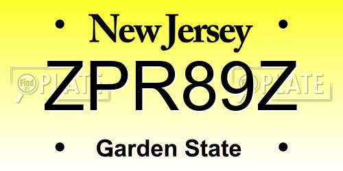 ZPR89Z New Jersey License Plate