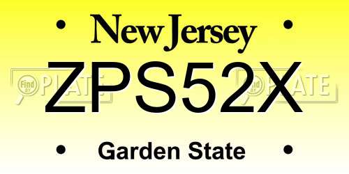 ZPS52X New Jersey License Plate