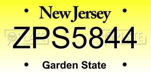 ZPS5844 New Jersey License Plate