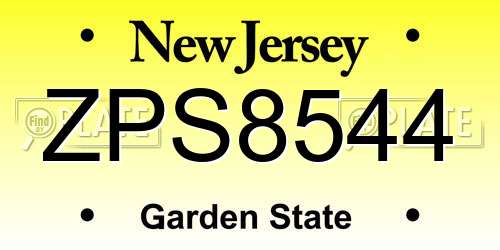 ZPS8544 New Jersey License Plate