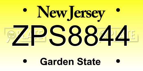 ZPS8844 New Jersey License Plate