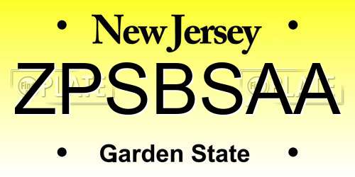 ZPSBSAA New Jersey License Plate