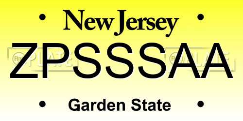 ZPSSSAA New Jersey License Plate