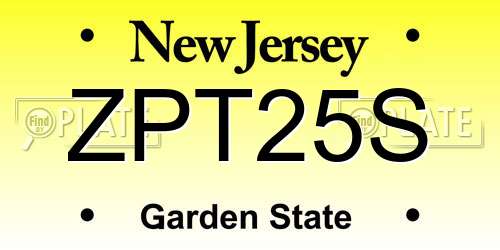 ZPT25S New Jersey License Plate