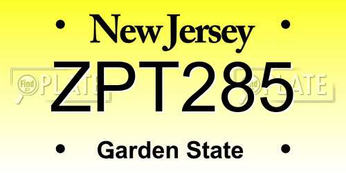 ZPT285 New Jersey License Plate