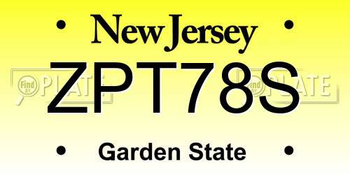 ZPT78S New Jersey License Plate