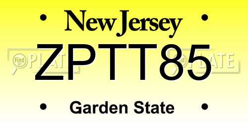 ZPTT85 New Jersey License Plate