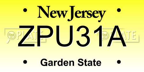 ZPU31A New Jersey License Plate