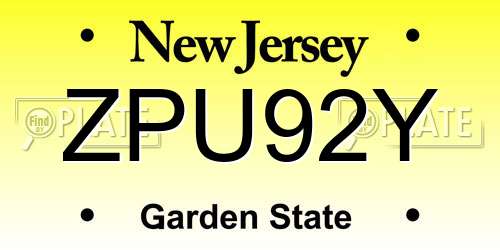 ZPU92Y New Jersey License Plate