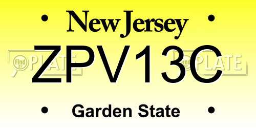 ZPV13C New Jersey License Plate