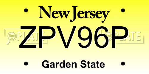 ZPV96P New Jersey License Plate