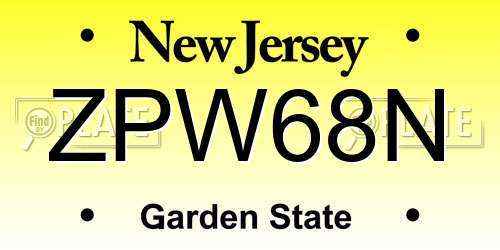 ZPW68N New Jersey License Plate