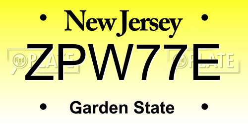 ZPW77E New Jersey License Plate