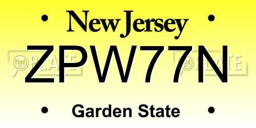 ZPW77N New Jersey License Plate