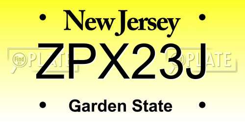 ZPX23J New Jersey License Plate