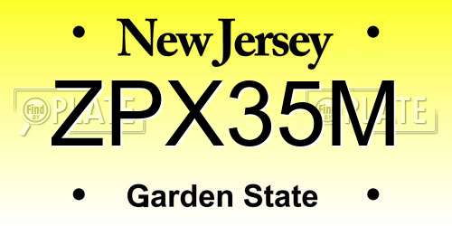 ZPX35M New Jersey License Plate