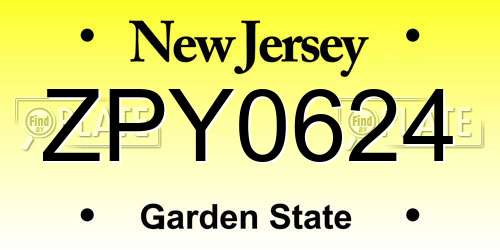 ZPY0624 New Jersey License Plate
