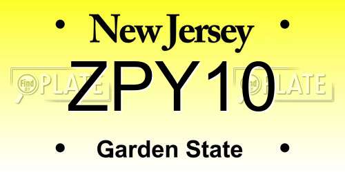 ZPY10 New Jersey License Plate