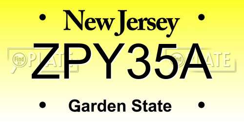 ZPY35A New Jersey License Plate