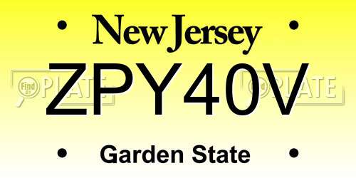 ZPY40V New Jersey License Plate