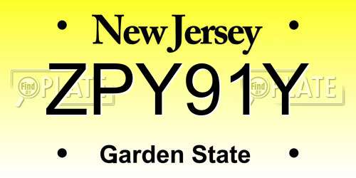 ZPY91Y New Jersey License Plate