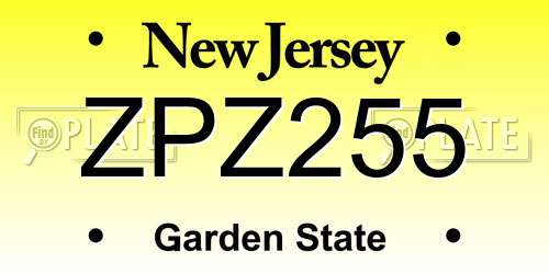 ZPZ255 New Jersey License Plate
