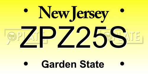 ZPZ25S New Jersey License Plate