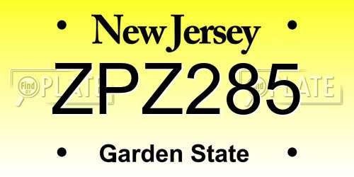 ZPZ285 New Jersey License Plate