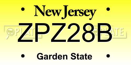 ZPZ28B New Jersey License Plate