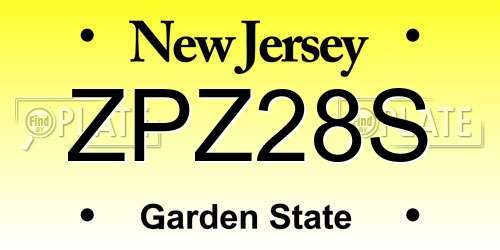 ZPZ28S New Jersey License Plate