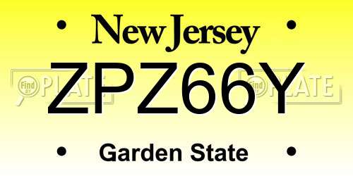 ZPZ66Y New Jersey License Plate