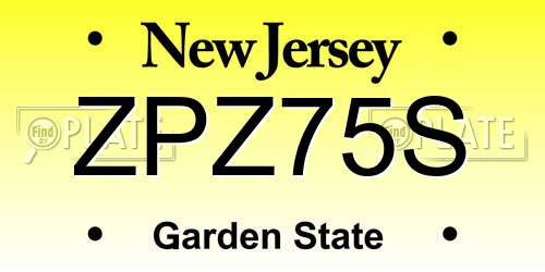 ZPZ75S New Jersey License Plate
