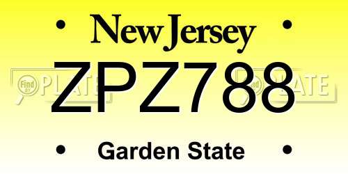 ZPZ788 New Jersey License Plate