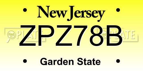 ZPZ78B New Jersey License Plate