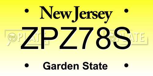 ZPZ78S New Jersey License Plate