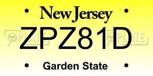ZPZ81D New Jersey License Plate