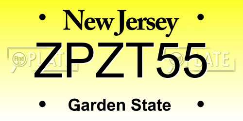ZPZT55 New Jersey License Plate