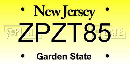 ZPZT85 New Jersey License Plate
