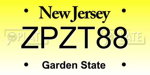 ZPZT88 New Jersey License Plate