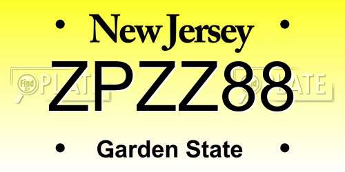 ZPZZ88 New Jersey License Plate