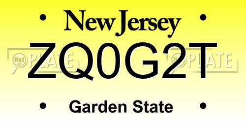 ZQ0G2T New Jersey License Plate