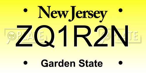 ZQ1R2N New Jersey License Plate